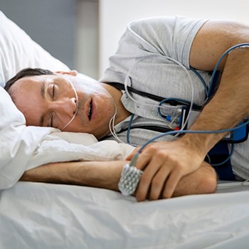 Man taking a sleep test 