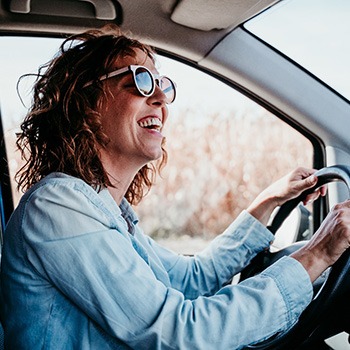 Middle-aged woman driving 