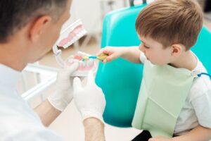Young boy in dentist chair